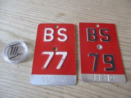 2 x Velonummer Fahrradnummer BS 77 79
