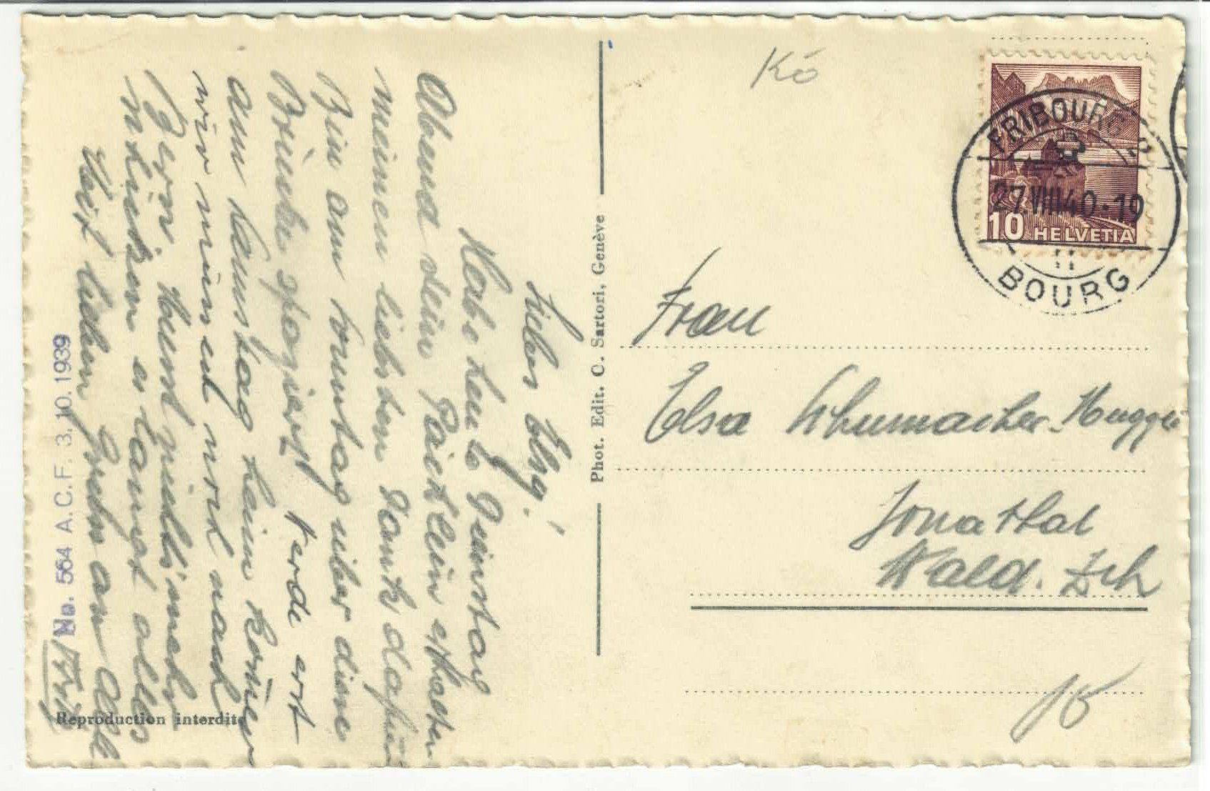 Cartoline postali: Fribourg - Le Pont du Gotteron – Usato da Ettingen venduto da Kartenplanet 1