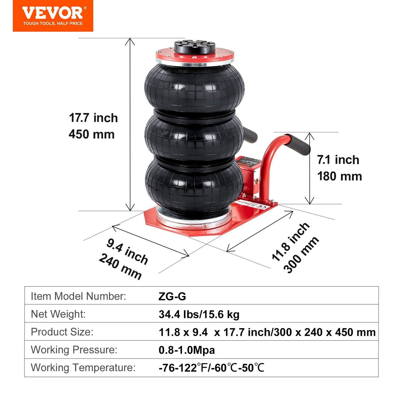 Ponts élévateurs & Crics: VEVOR Pneumatischer Wagenheber 3t – Neuf avec emballage d'origine à Bottighofen par zaap 2