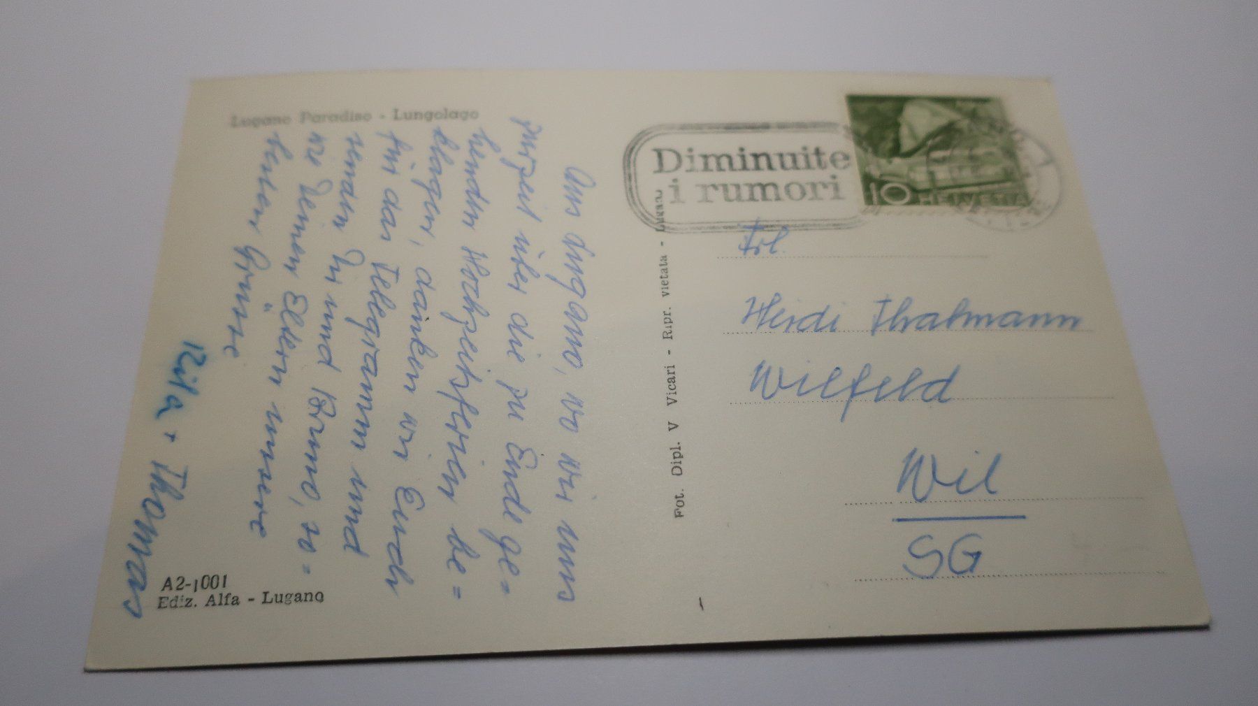 Cartoline postali: Lugano Paradiso - Lungolago  1960 – Usato da Cormoret venduto da Pascalll2001 3