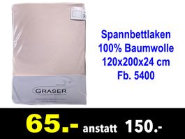 🔴 Spannbettlaken GRASER 120x200x24 cm Zwirnjersey /136C