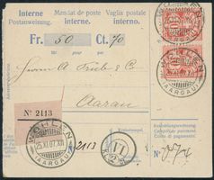 1907 - Wertziffer - Karte - MeF - Perfin - Wohlen AG