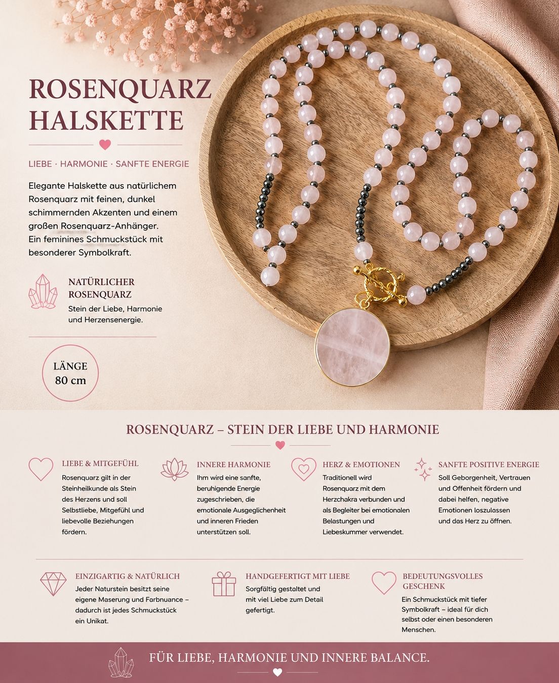 Catenine: Rosenquarz Kette – Nuovo e nell'imballaggio originale da Thun venduto da luk_7qlx