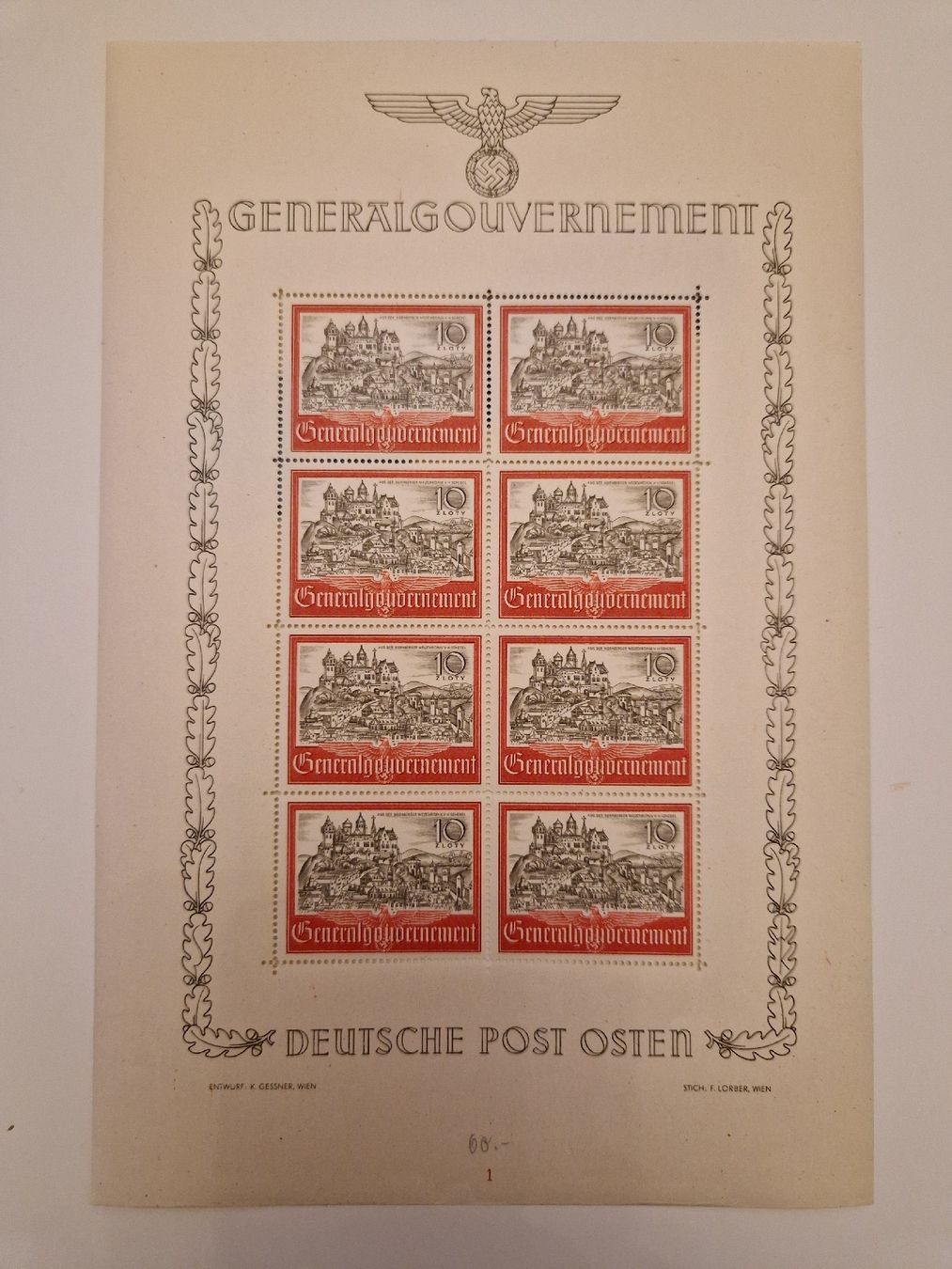 Tutti i francobolli: Deutsches Reich Generalgouvernement Bogen postfrisch – Nuovo (secondo la descrizione) da St. Gallen venduto da Enrico_SG