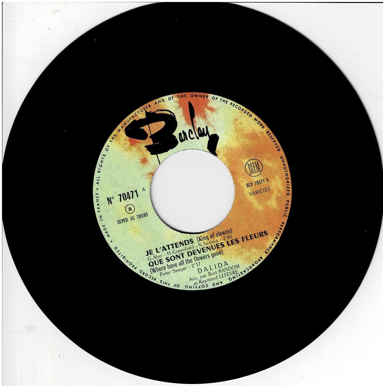 Schallplatten: 45t Dalida - EP ORIGINAL - Le jour le plus long +3 – Gebraucht aus Noréaz von Hallyday 2