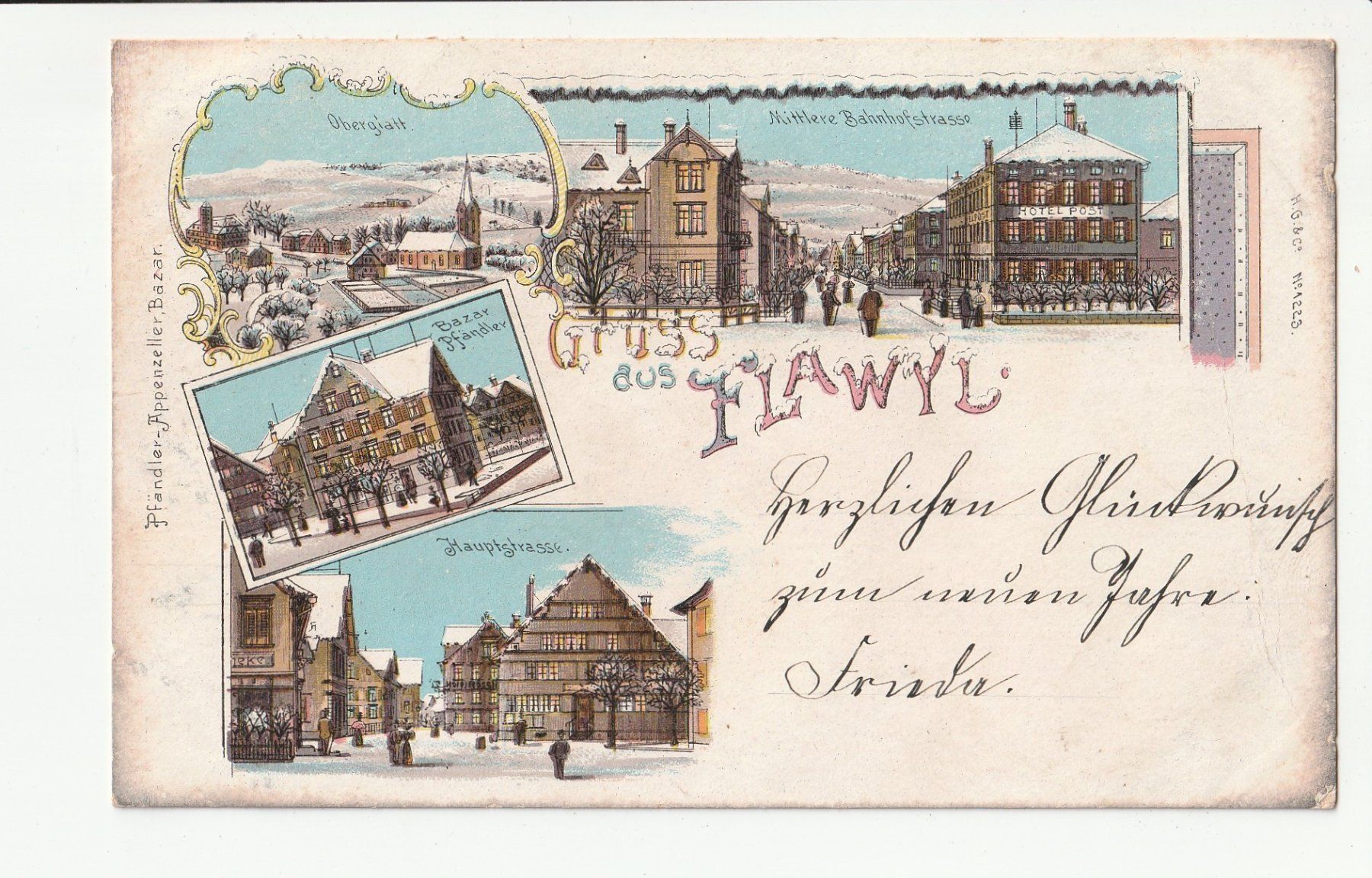Cartoline postali: Flawyl Flawil um 1900 – Usato da Rheineck venduto da rhynegg