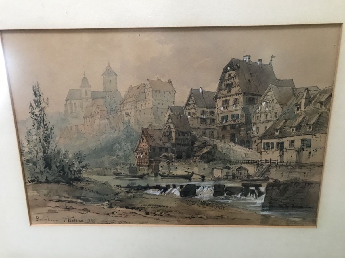 Dipinti: F. Bettex 1890 Besigheim Aquarell – Usato da Wolfhalden venduto da SecondAntique 1