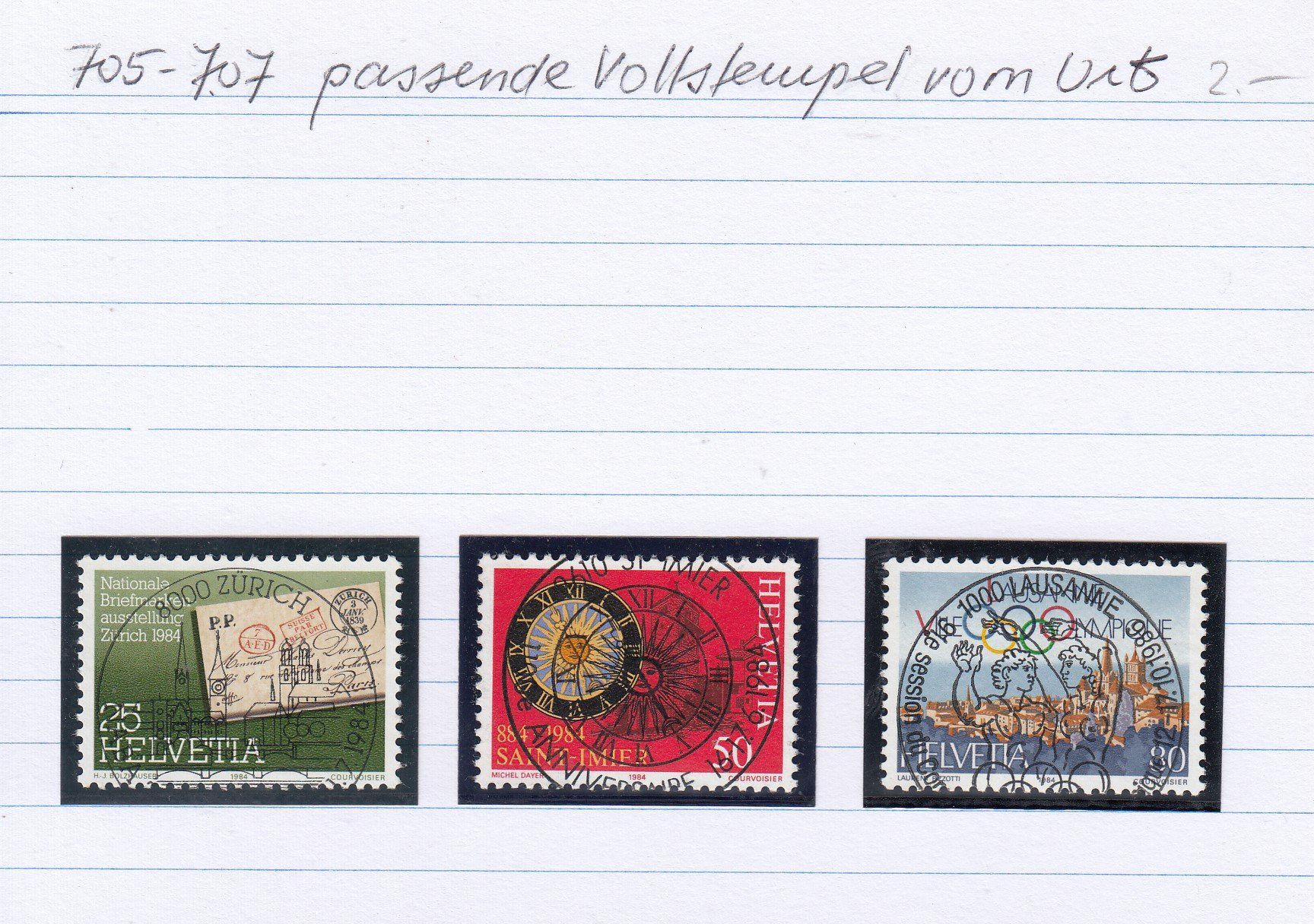 Tutti i francobolli: 705-707 passende Vollstempel vom Ort – Usato da Spreitenbach venduto da Lienbi01 1