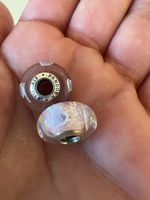Pandora - Charm Muranoglas rosa lila Herzen - einzel möglich