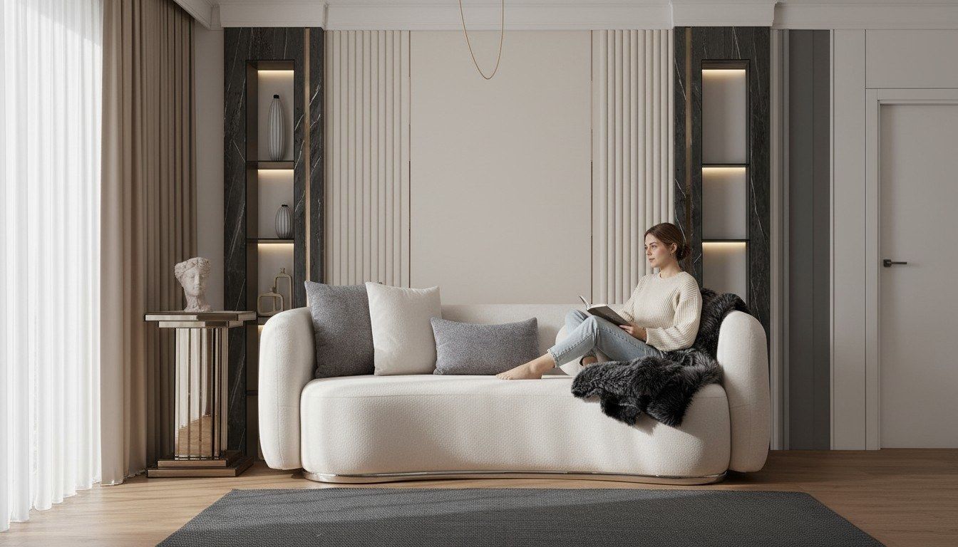Divani: Wohnzimmer Sofa 3 Sitzer Designer Couch Polster Sofas Stoff – Nuovo e nell'imballaggio originale da Zug venduto da jvmoebel-schweiz 6
