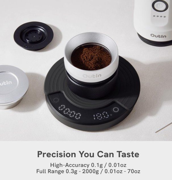 Elettrodomestici da cucina: OutIn Claro Tragbare Kaffeewaage mit Timer - Espresso-Waage – Usato da Neuhaus SG venduto da LENZ30 1