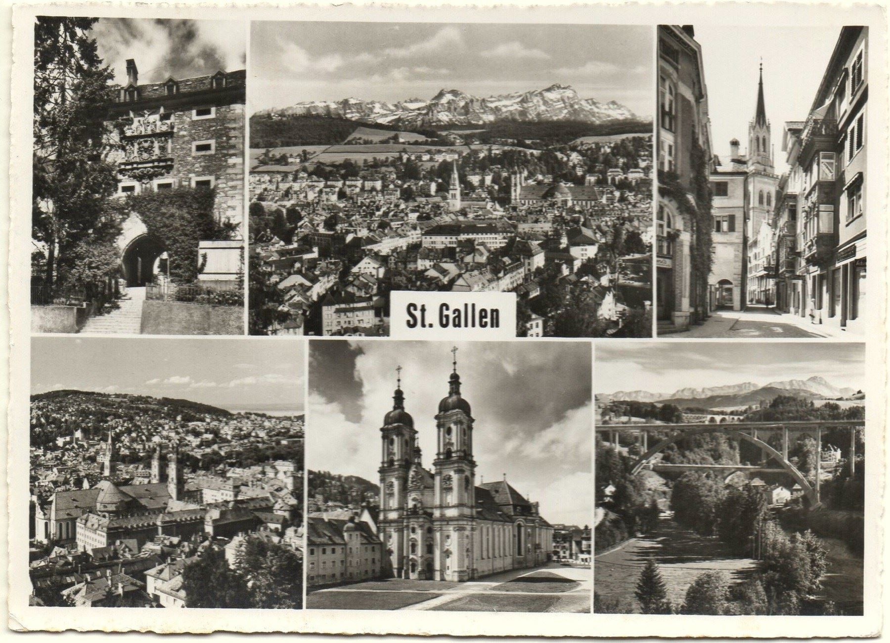 Cartoline postali: 6-Bild-AK ST. GALLEN – Usato da Jona venduto da philajona