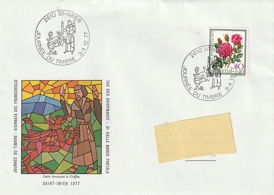 Tutti i francobolli: Tag der Briefmarke 1977 St-Imier,  Umschlag – Usato da Aarburg venduto da Aare10