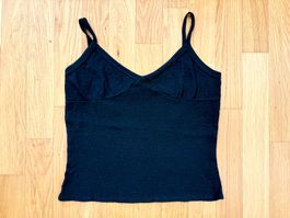 LACAUSA - Schwarzes kurzes Top/Trägershirt, L (eher S) - NEU