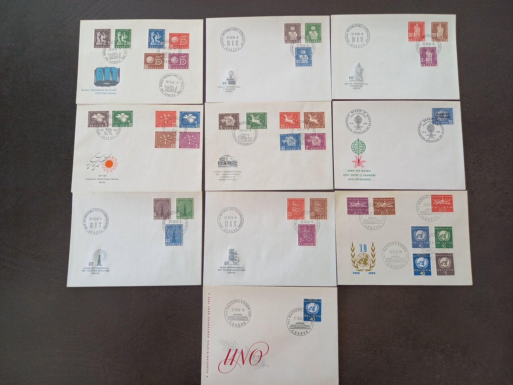 Tutti i francobolli: 10 FDC Organisations internationales – Usato da Courtételle venduto da Chris28