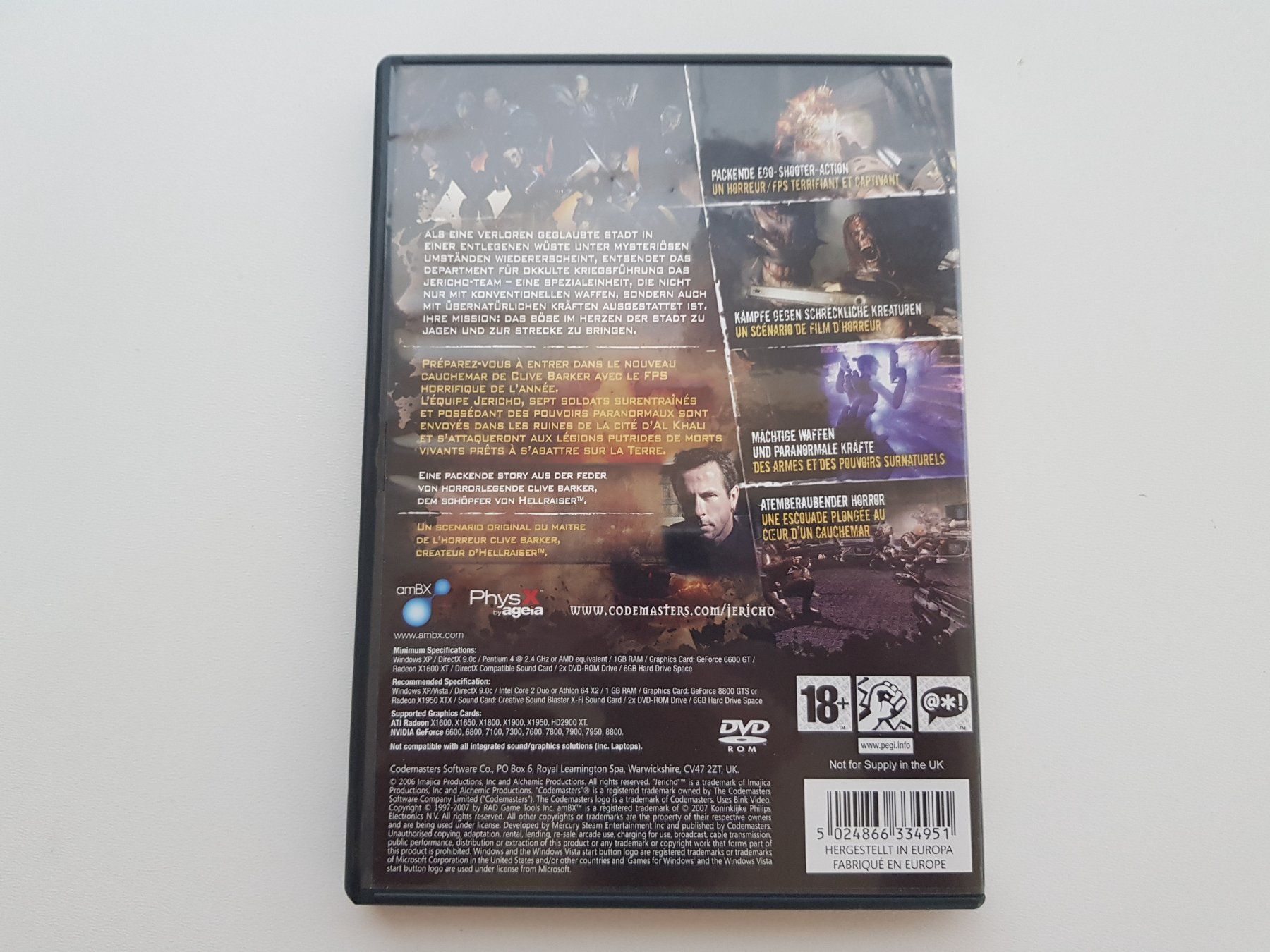 Giochi: Clive Barker's Jericho - Horrorspiel PC DVD – Nuovo (secondo la descrizione) da Bassersdorf venduto da retrolab 2