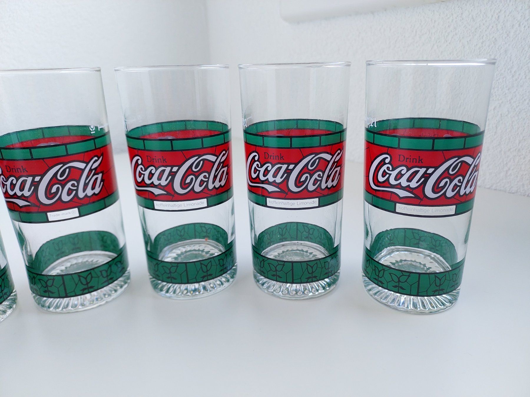 Coca-Cola Bicchieri: 7 Coca Cola Gläser, Tiffany 90er, 2dl. – Usato da Wil SG venduto da Donaldus 2