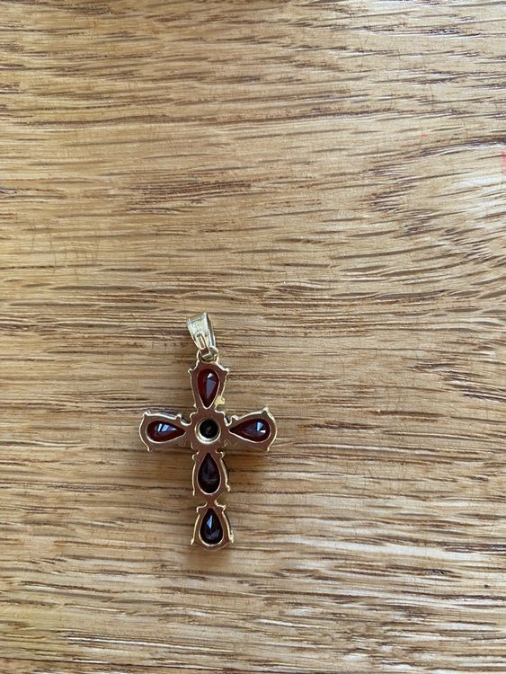 Piccola Collana A Croce In Oro Massiccio 14k: Ciondolo Con - Foto 10