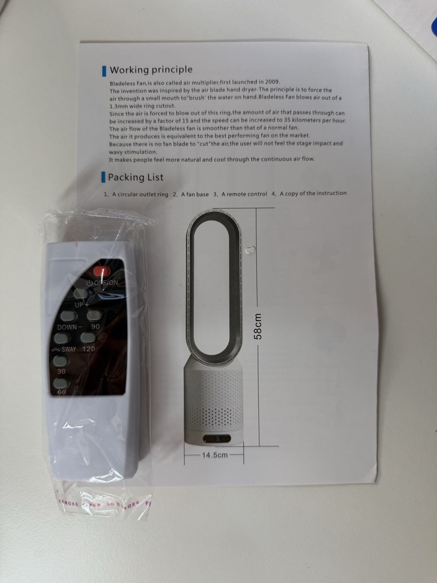 Ventilatoren: Bladeless Ventilator 58 cm mit Fernbedienung & Timer – Neu und originalverpackt aus Gossau SG von Alex_Tech 3