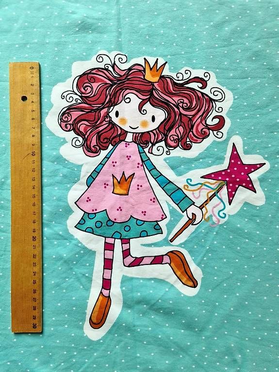 Tessuti: Stoffpanel "Prinzessin", Bio-Baumwolle mint/rosa – Usato da Muri b. Bern venduto da SPF01 3