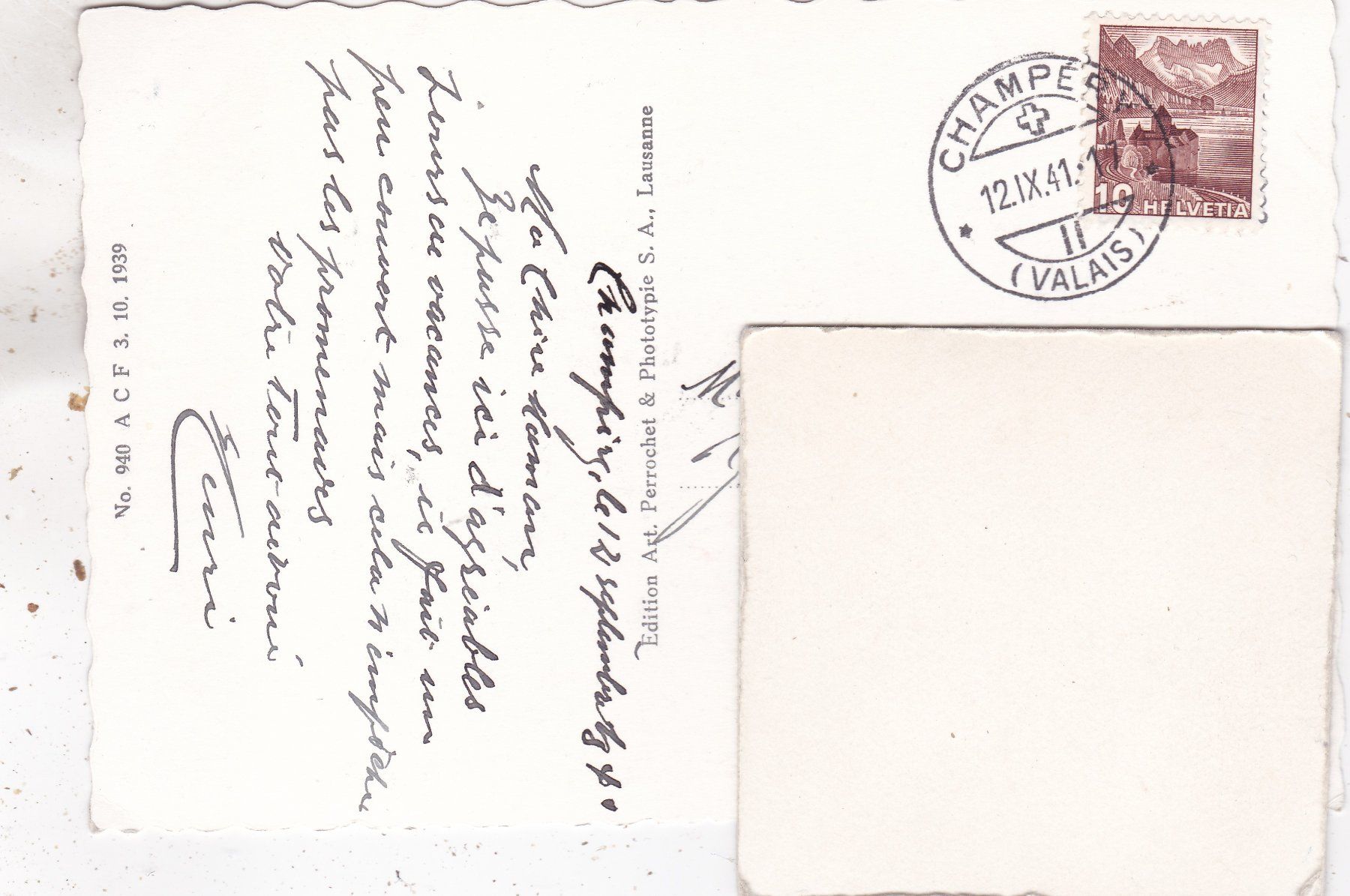 Cartoline postali: Téléférique Champéry - Planachaux 1941 – Usato da Herisau venduto da Lisegrat2008 1