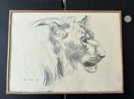 Karl Dick Löwenkopf Druck 1954 Basel