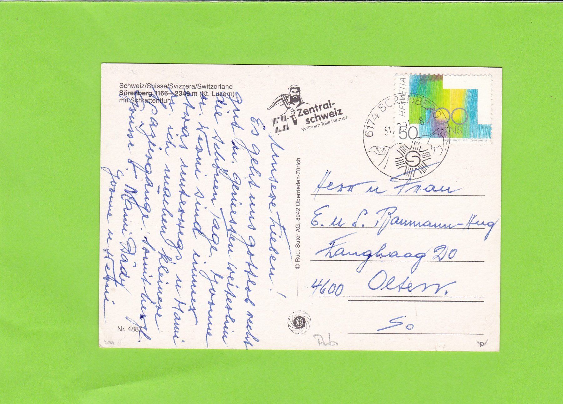 Cartoline postali: Gruss aus Sörenberg-Postauto – Usato da St. Peterzell venduto da neckertal 1