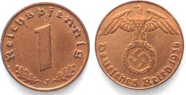 1Reichspfennig DRITTES REICH 1 Pfennig 1938 J SCHMALER RANDS