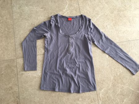 ESPRIT Umstandsshirt Gr. XL, Langarm, Grau, Knöpfe