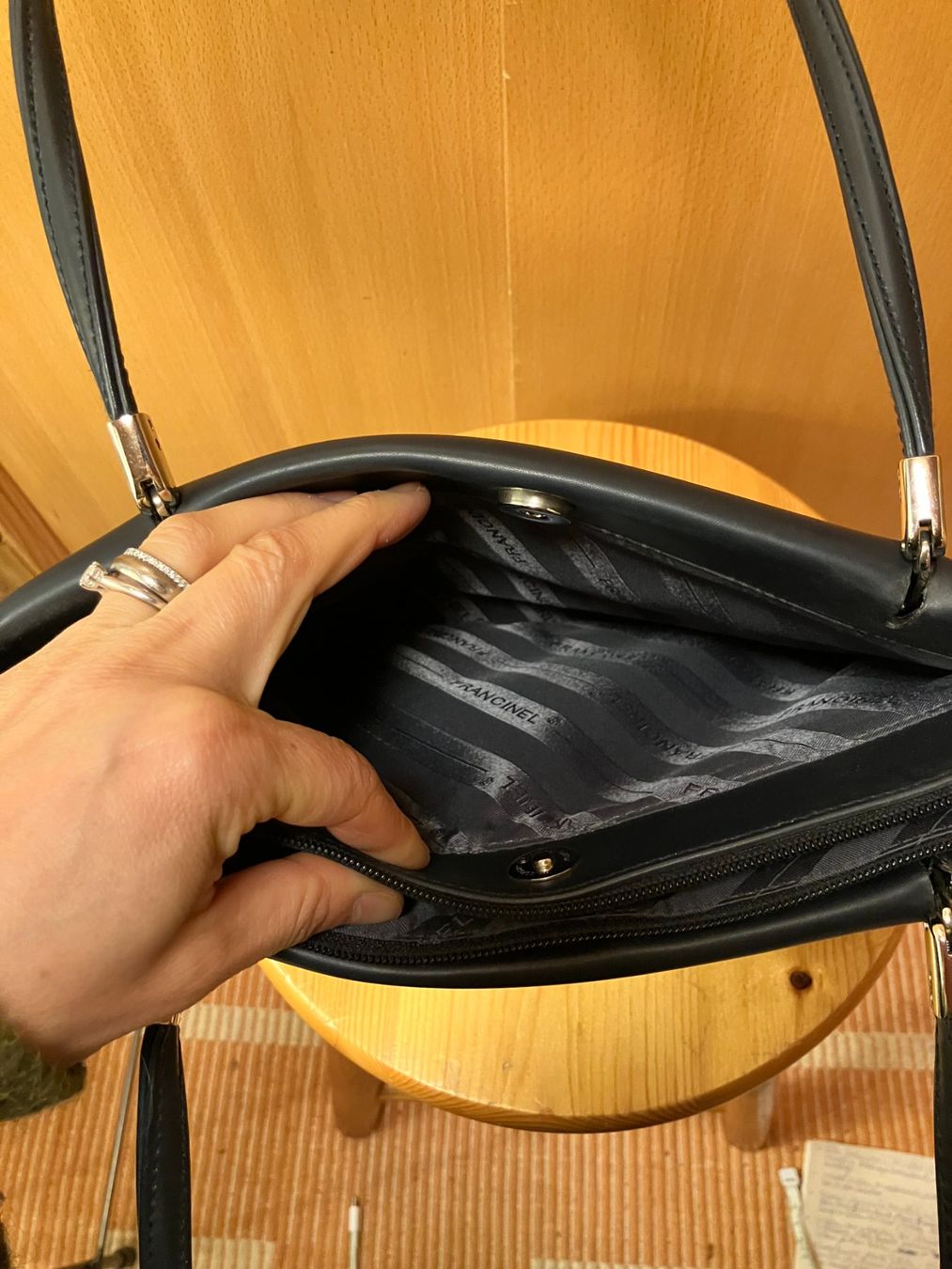 Borse: Handtasche, Francinel, Glattleder, Blaugrau – Usato da Zürich venduto da ancillaschmidhauser 6