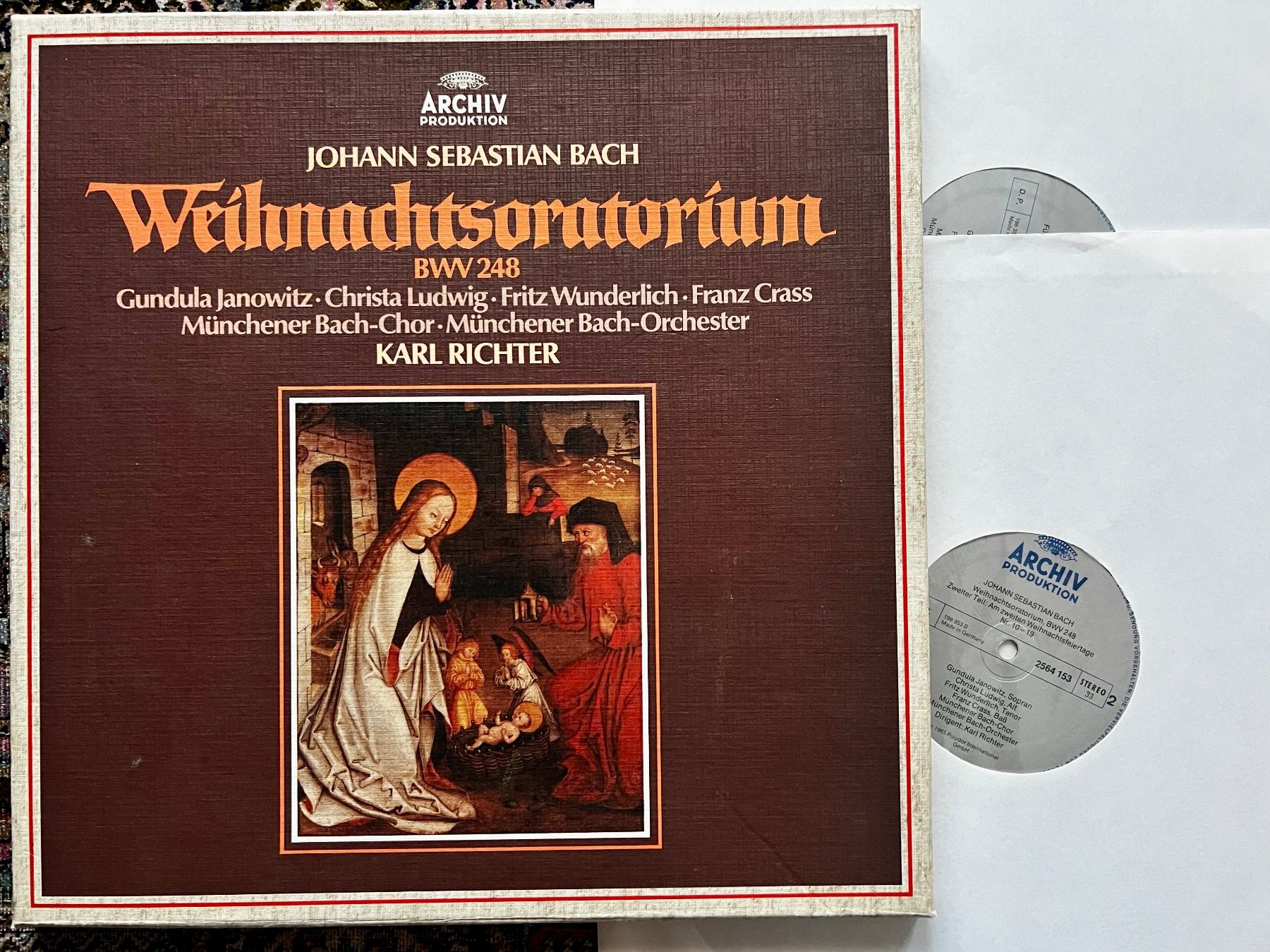 Dischi in vinile: Bach Weihnachtsoratorium Richter Janowitz Wunderlich 3LP Box – Usato da Unterseen venduto da vinylmore