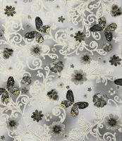 Patchworkstoff Schmetterlinge, Blumen, Ornamente in grautöne