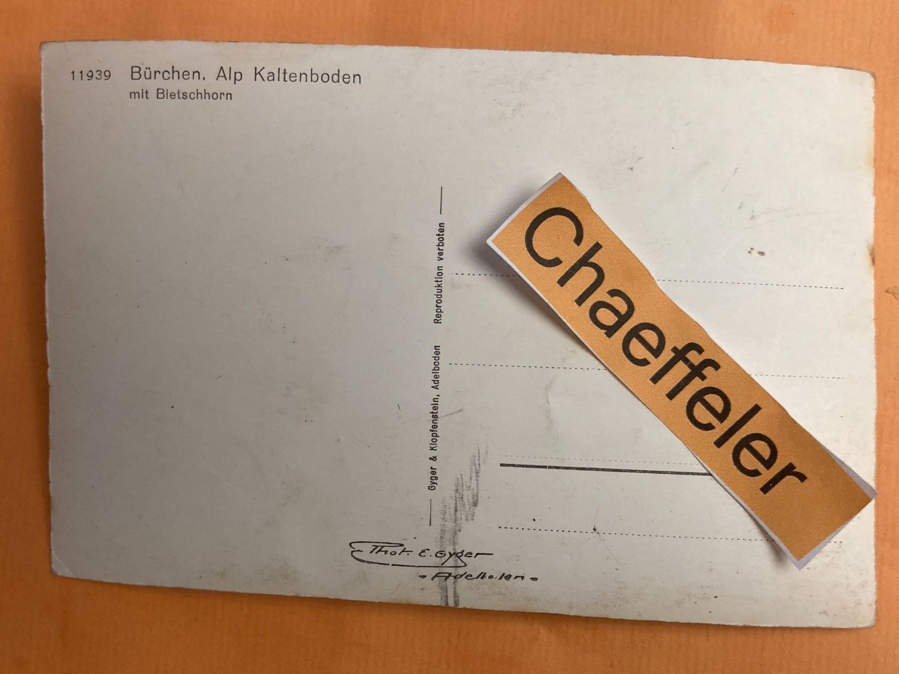 Ansichtskarten: Bürchen, Alp Kaltenboden – Gebraucht aus Zürich von Chaeffeler 1