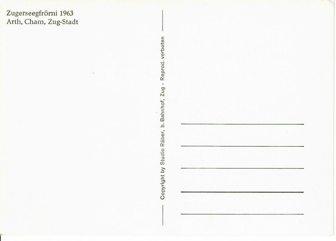 Cartes postales: Zugerseegfrörni 1963 – D'occasion à Hochdorf par Ziegel-16 1