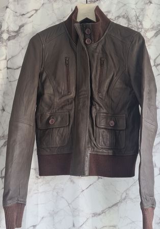 Braune Echtlederjacke, Grösse S