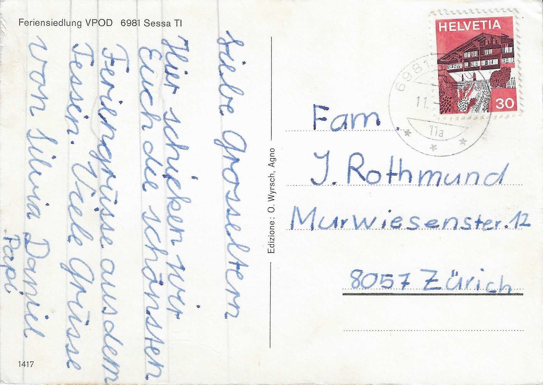 Cartoline postali: Feriensiedlung VPOD Sessa TI – Usato da Rothrist venduto da Stranglehold 1