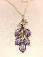 Jugendstil 925er Silber Anhänger Amethyste anKette um 1900j