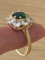 Luxus Elegante Gr.18,5/8,5 Ring Farbe:Gold Grün Zirkonia