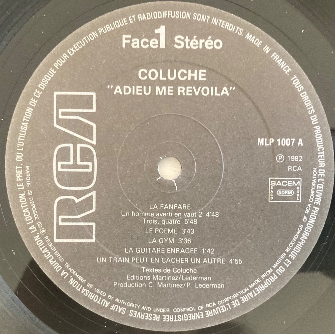 Dischi in vinile: COLUCHE - .....ADIEU, ME REVOILÀ – Usato da Poliez-Pittet venduto da Newtown-Records 2