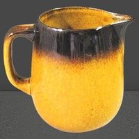 ☕Vintage Rössler Milchkännchen 60er Gelb Braun Retro Krug! ☕