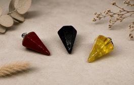 Naturstein Kettenanhänger in Pendelform, 3 Stück