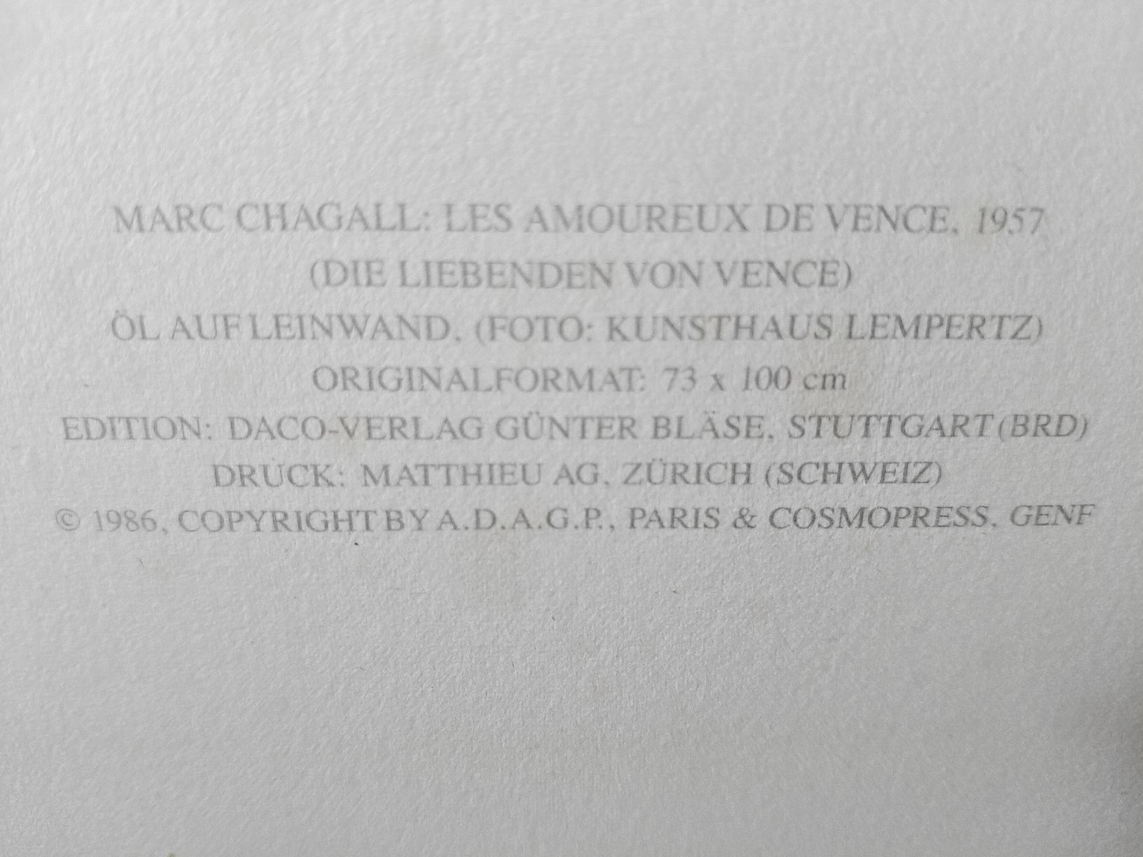 Foto & Immagini: Marc Chagall Die liebenden von Vence – Usato da Ebnat Kappel venduto da Noah2512 1
