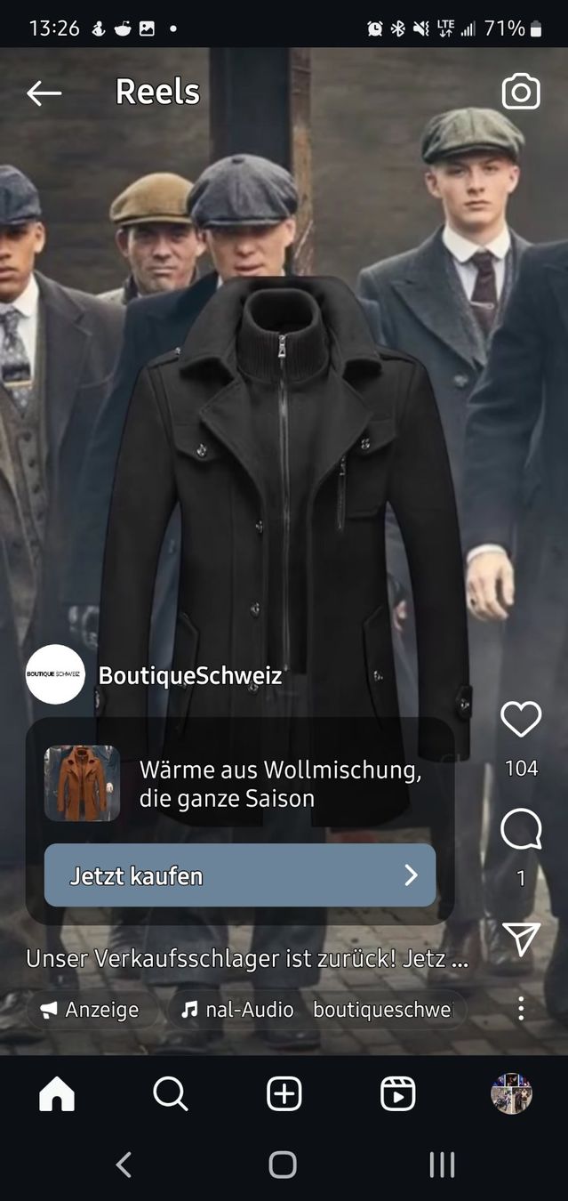 Giacche: Peaky Blinder Style Winterjacke Black.XL – Usato da Waltenschwil venduto da Andy.Z01 1