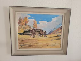 Gemälde K. Christener Alp im Wallis gerahmt
