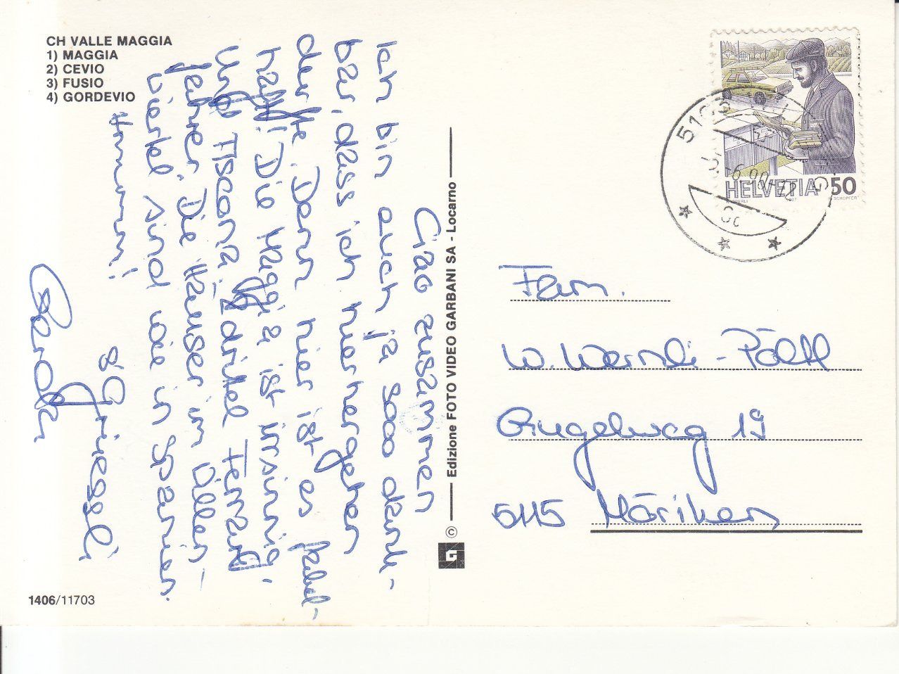 Cartoline postali: Valle Maggia 1990 – Usato da Bürglen TG venduto da StampGraf 1