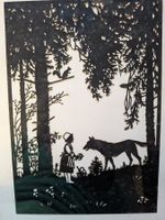 Scherenschnitt Rotkäppchen und der böse Wolf