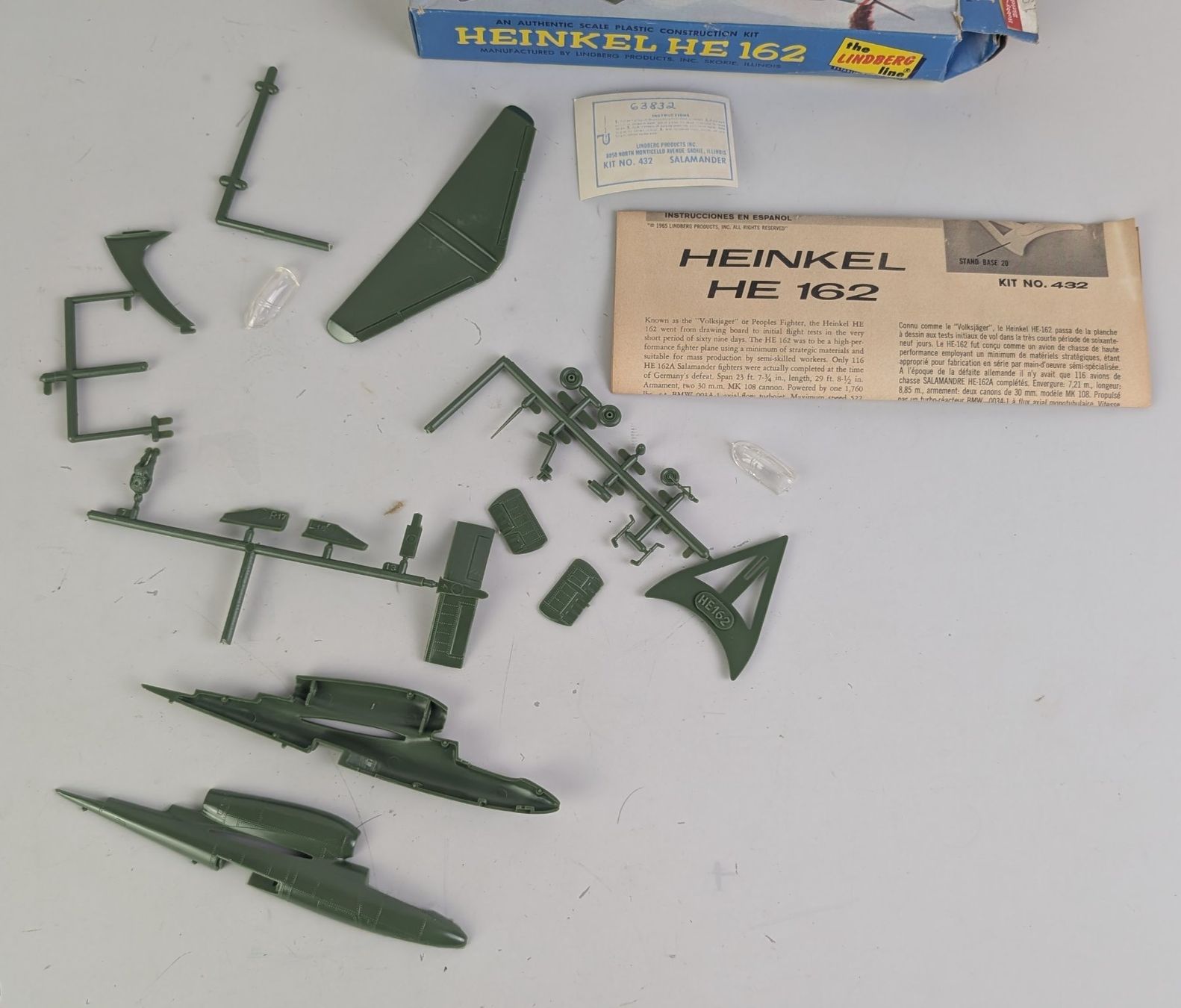 Kit di modellismo & Modellini statici: 1965 Lindberg 1/72 Scale Heinkel HE 162 Model Kit – Nuovo (secondo la descrizione) da Zürich venduto da 1.Simon 7