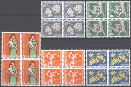 PJ 1962 193-197 Viererblöcke postfrisch **