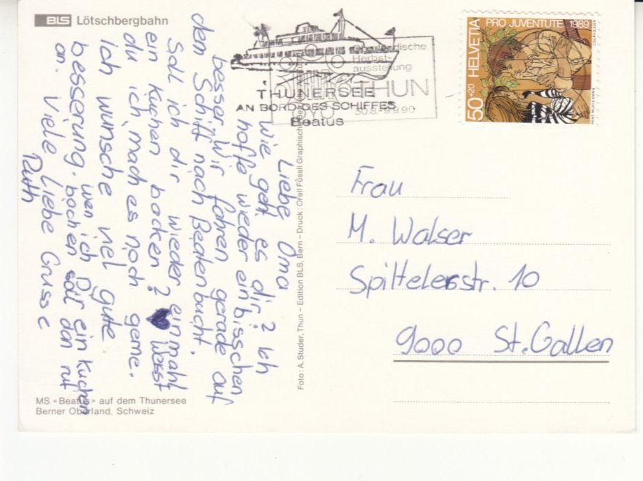 Cartoline postali: MS Beatus 1990 – Usato da Bürglen TG venduto da StampGraf 1