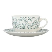 Teetasse mit Untertasse - Kleinen Grünen Blumen